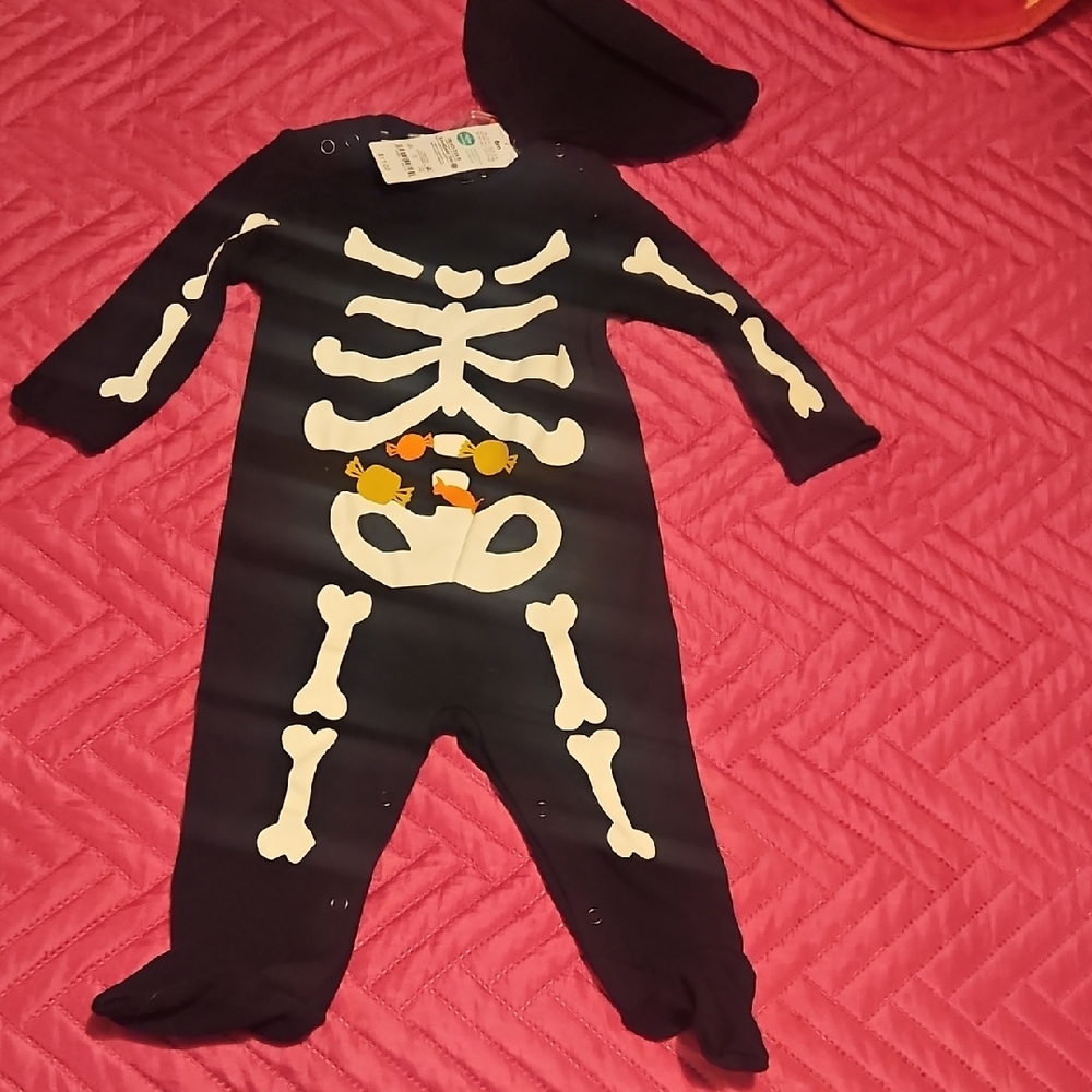 Black Skeleton Baby Onesie with Hood